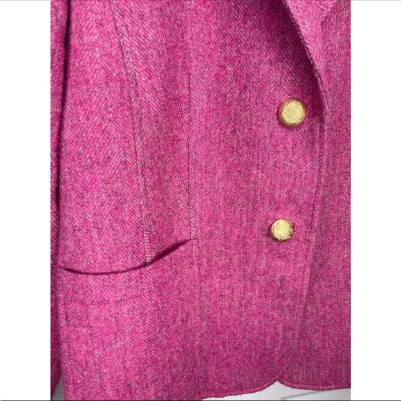 Talbots Donegal Pink Wool blend Herringbone Blazer Women’s size 14P - Picture 5 of 9